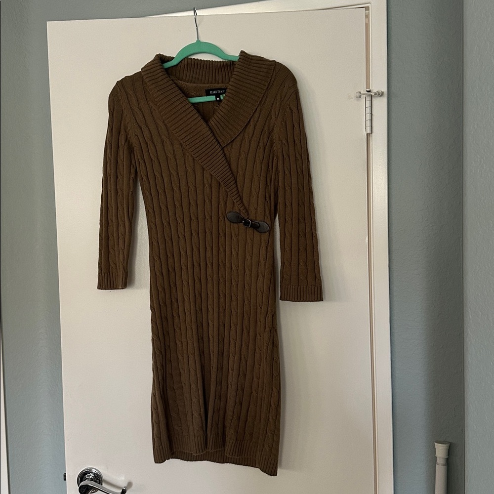 Ellen Tracy Brown Long Sleeve Dress